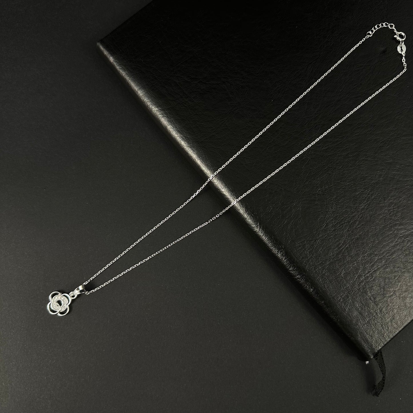 Silver Diamond Floral Pendant for Women