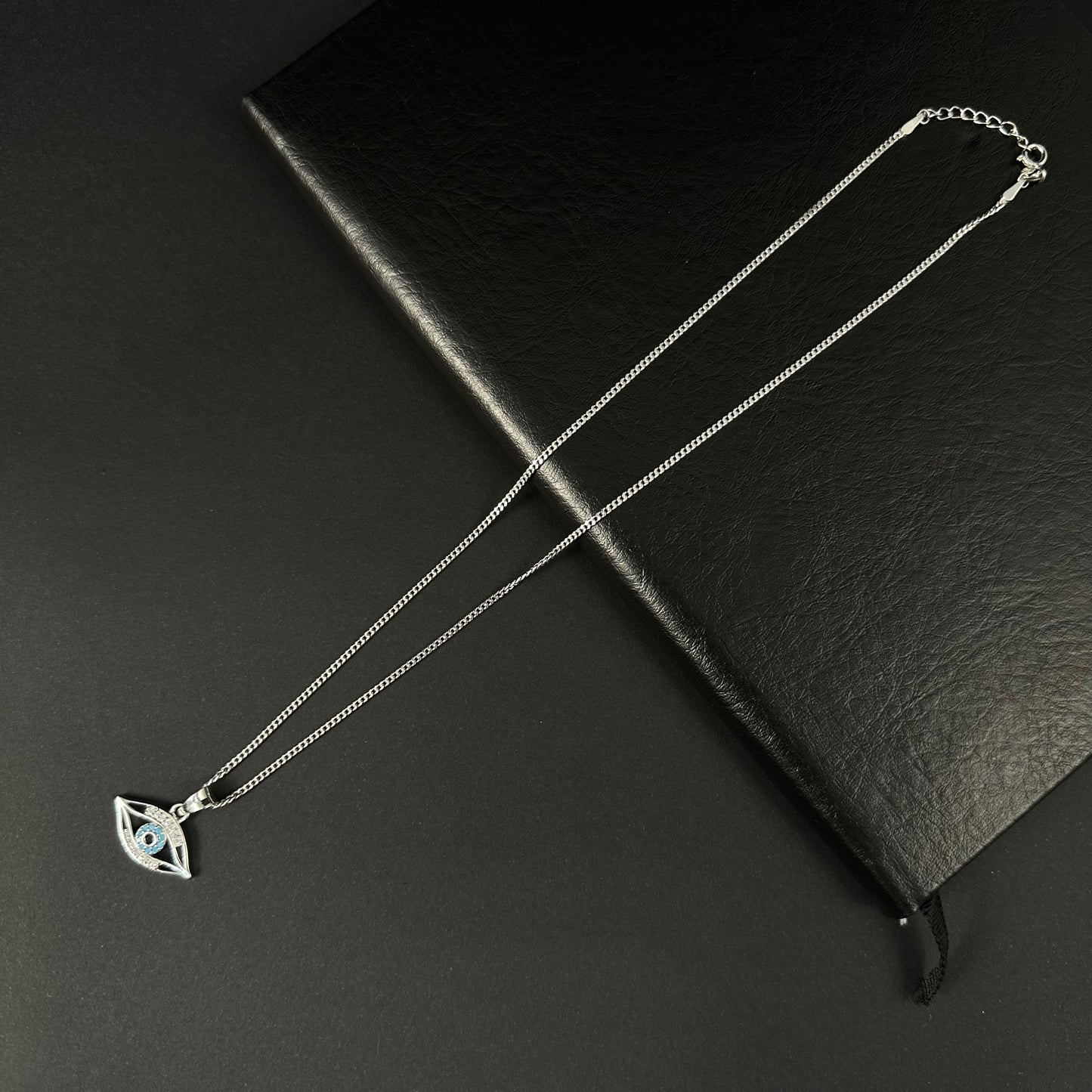 Silver Diamond Evil Eye Pendant for Women
