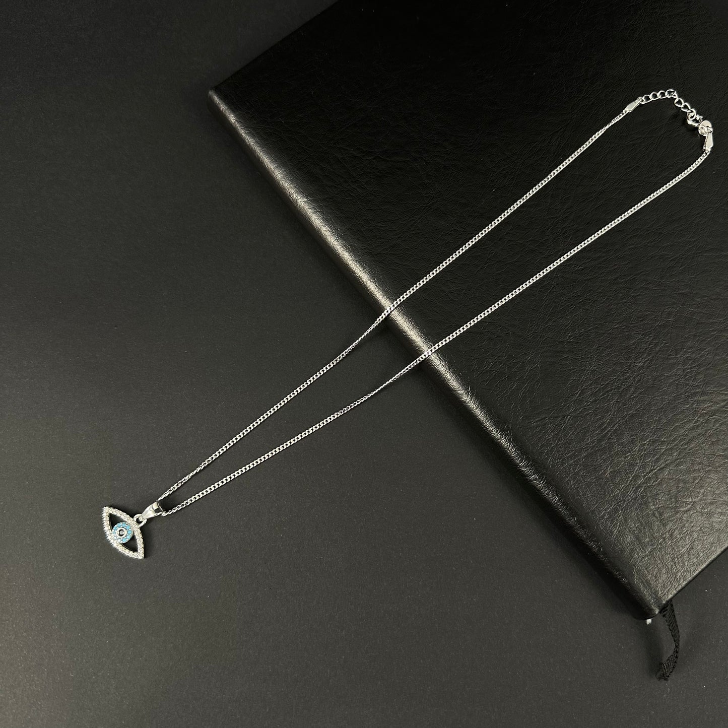 Silver Diamond Evil Eye Protection Pendant for Women