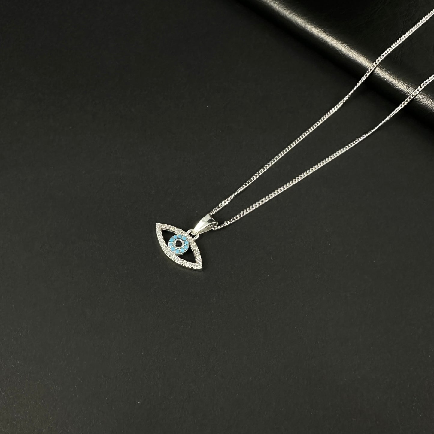 Silver Diamond Evil Eye Protection Pendant for Women