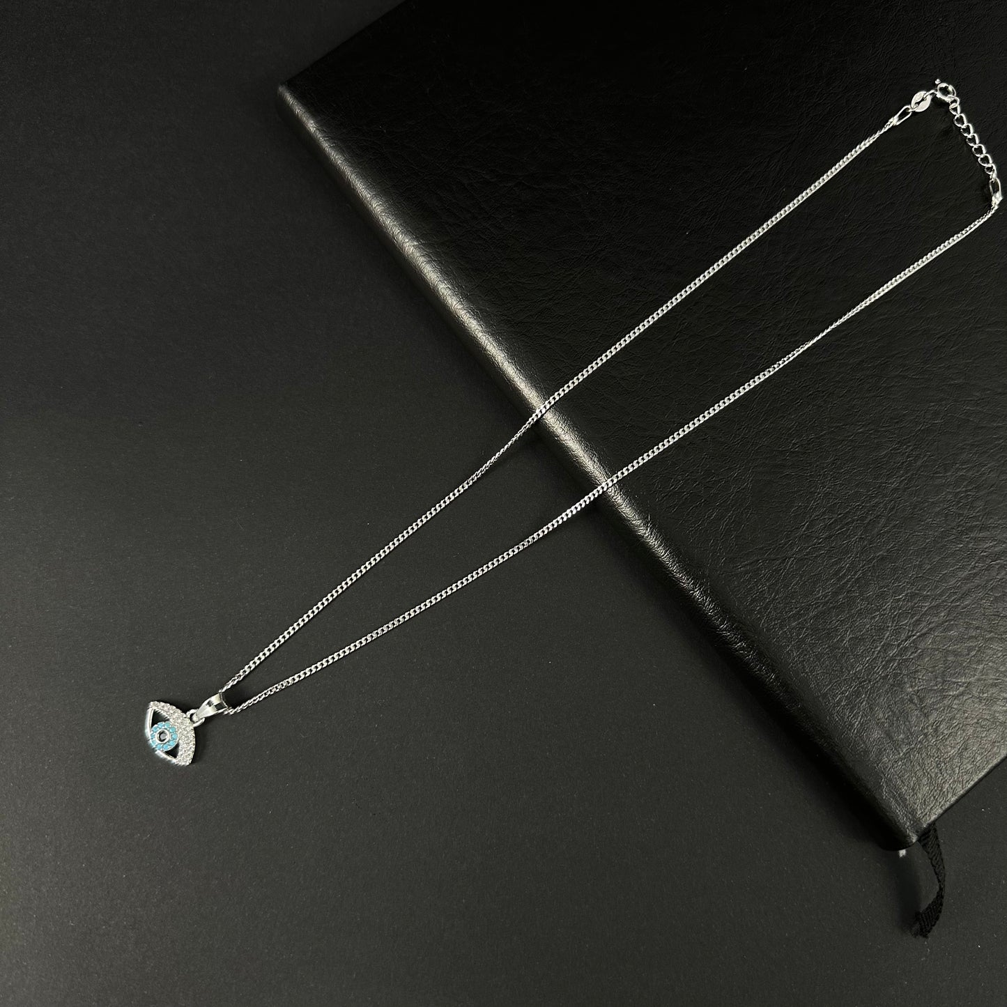 Silver Diamond Evil Eye Sparkle Pendant for Women
