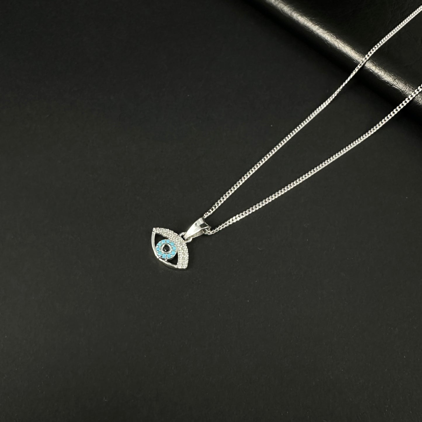 Silver Diamond Evil Eye Sparkle Pendant for Women