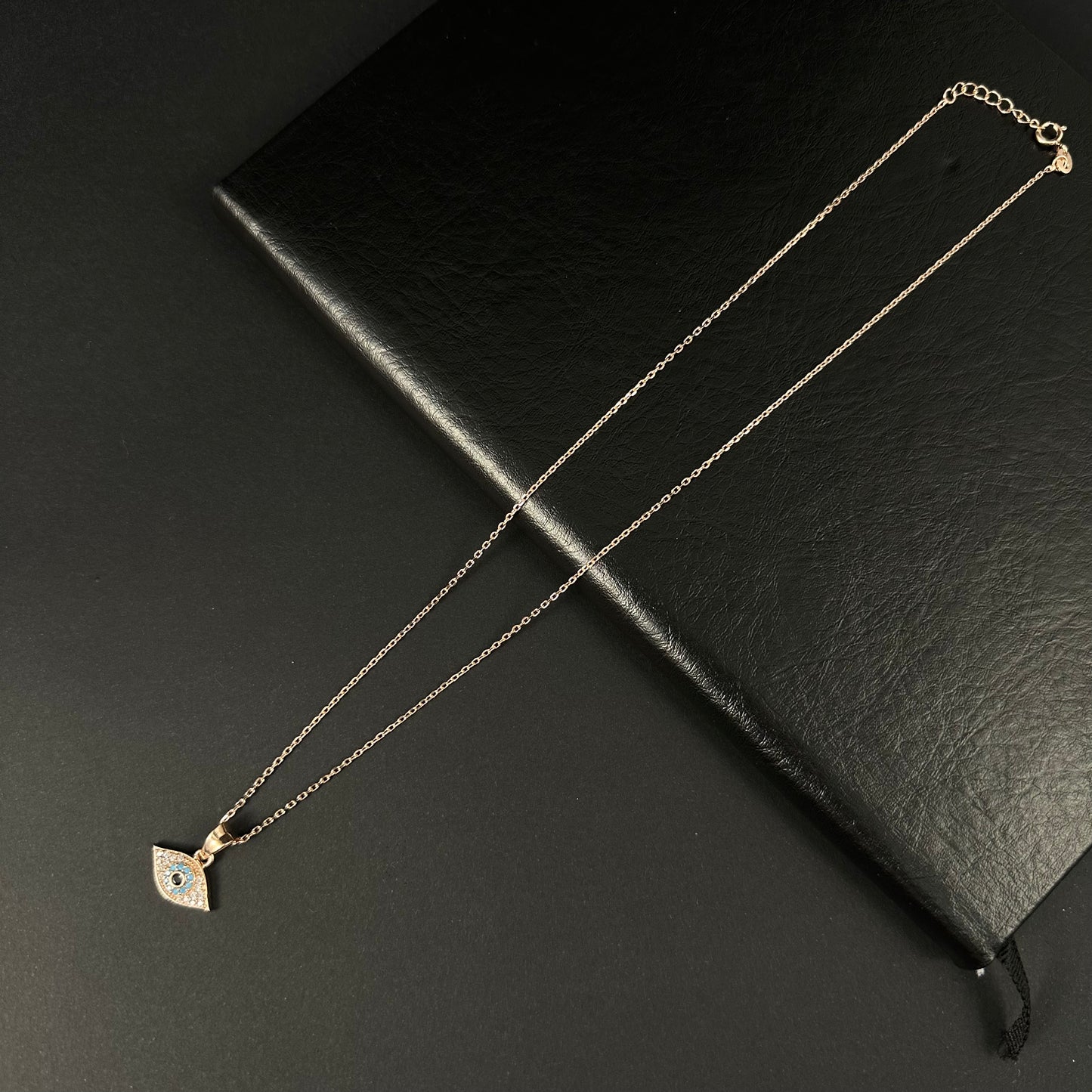 Rose Gold Diamond Evil Eye Pendant for Women