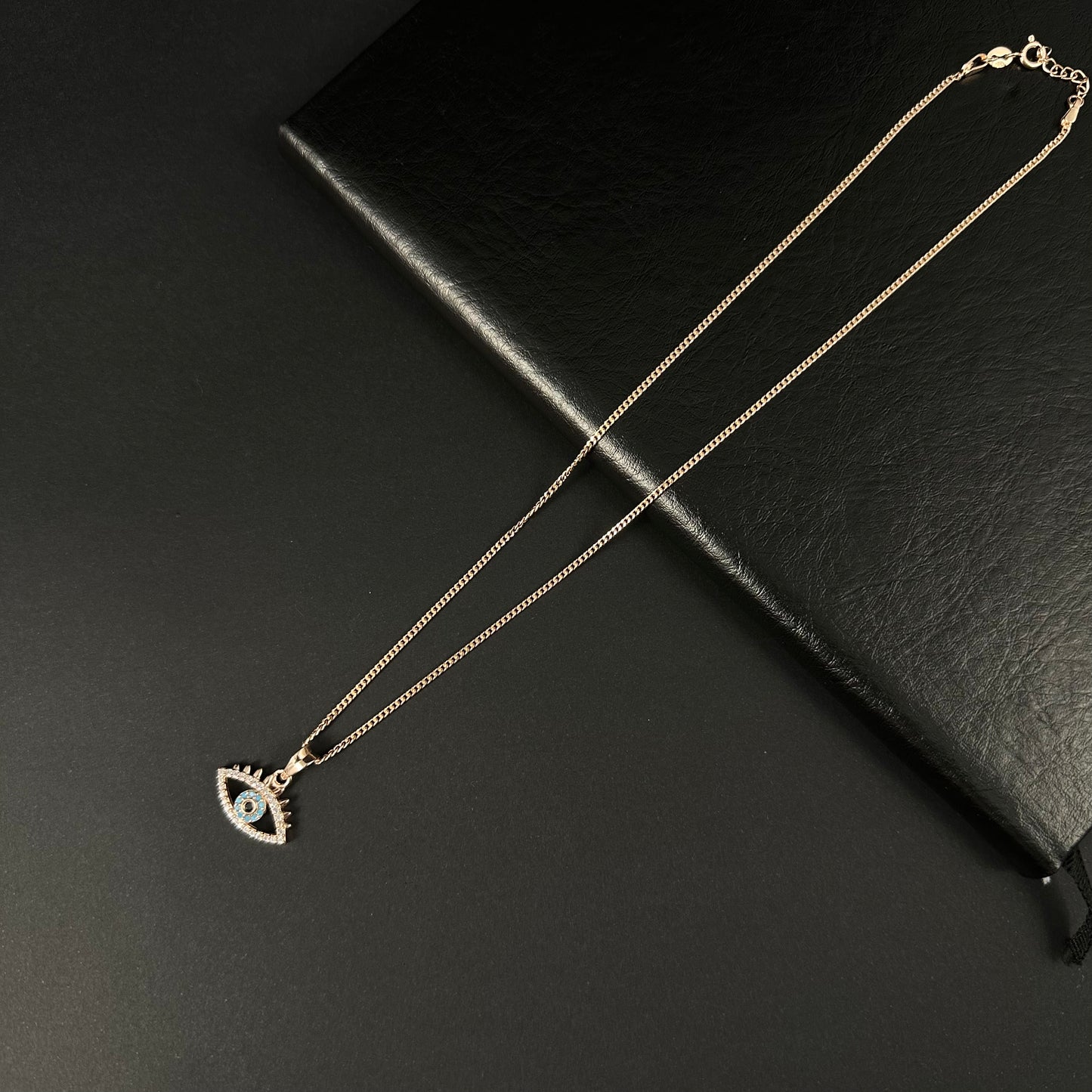 Rose Gold Diamond Evil Eye Lash Pendant for Women