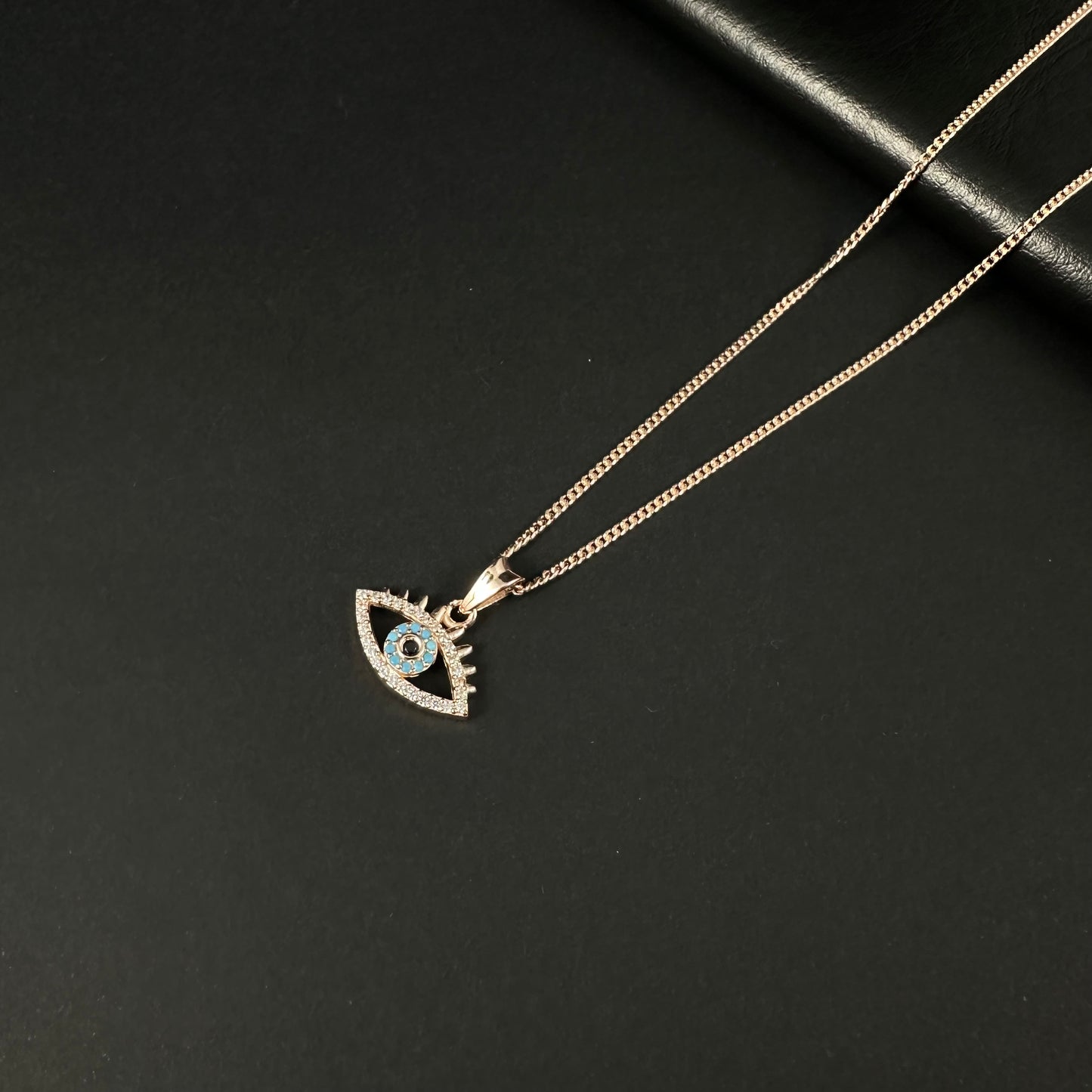 Rose Gold Diamond Evil Eye Lash Pendant for Women
