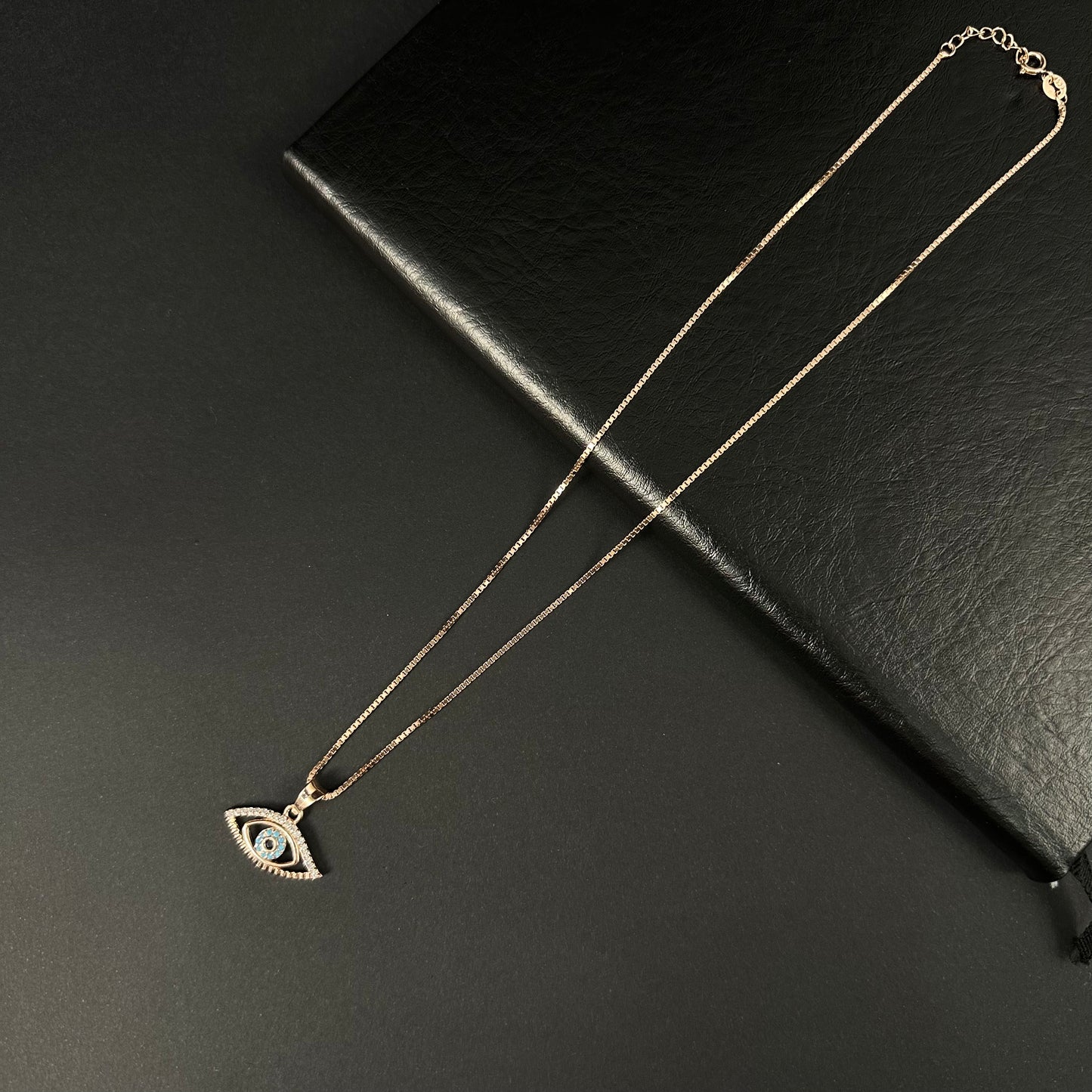 Rose Gold Diamond Evil Eye Statement Pendant for Women