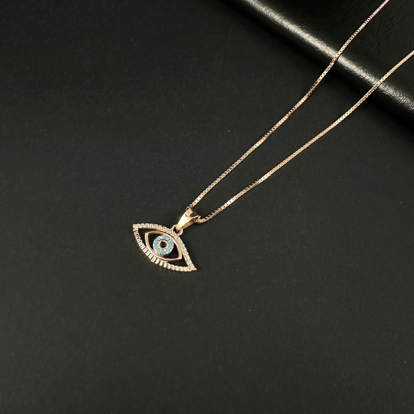 Rose Gold Diamond Evil Eye Statement Pendant for Women