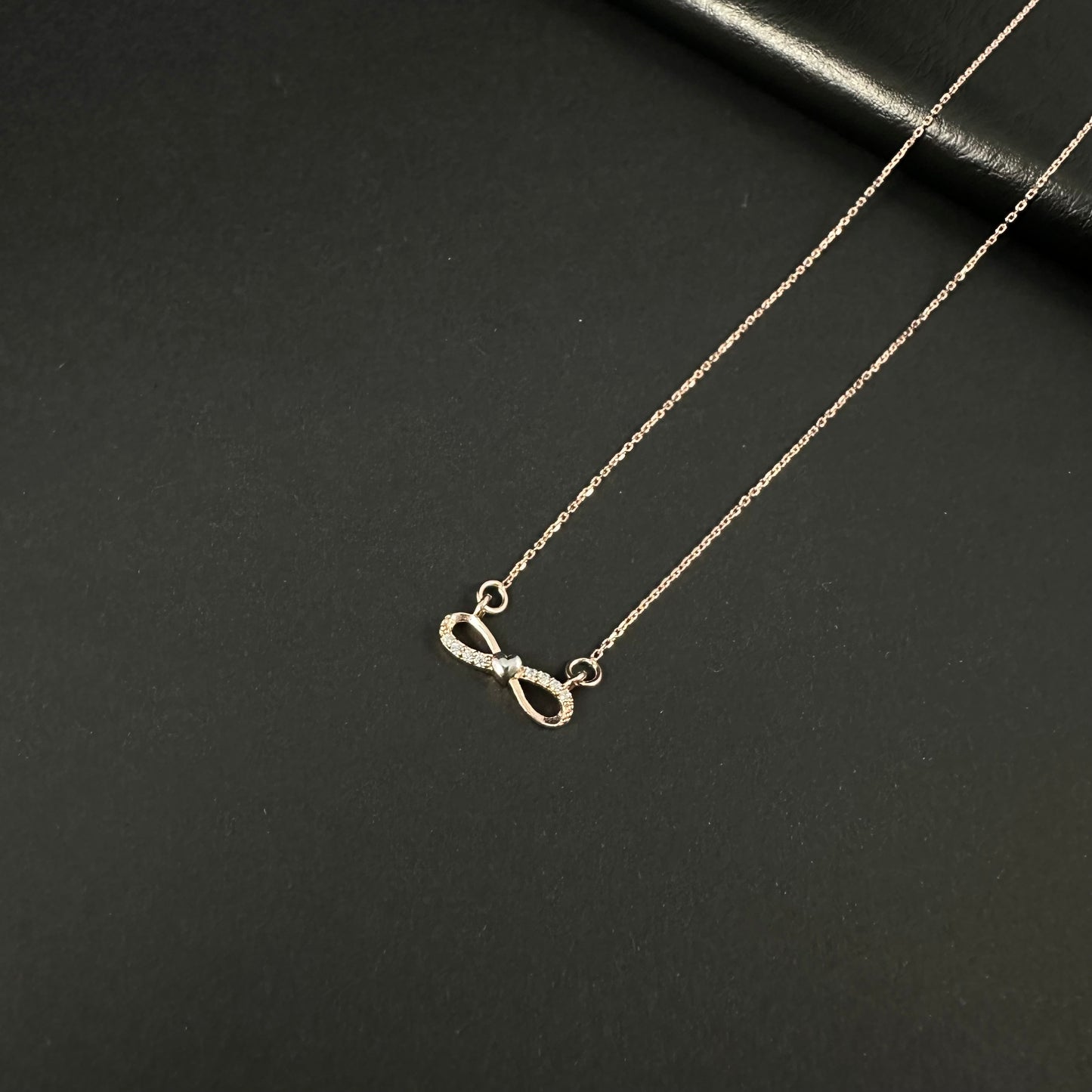 Rose Gold Diamond Infinity Heart Pendant for Women