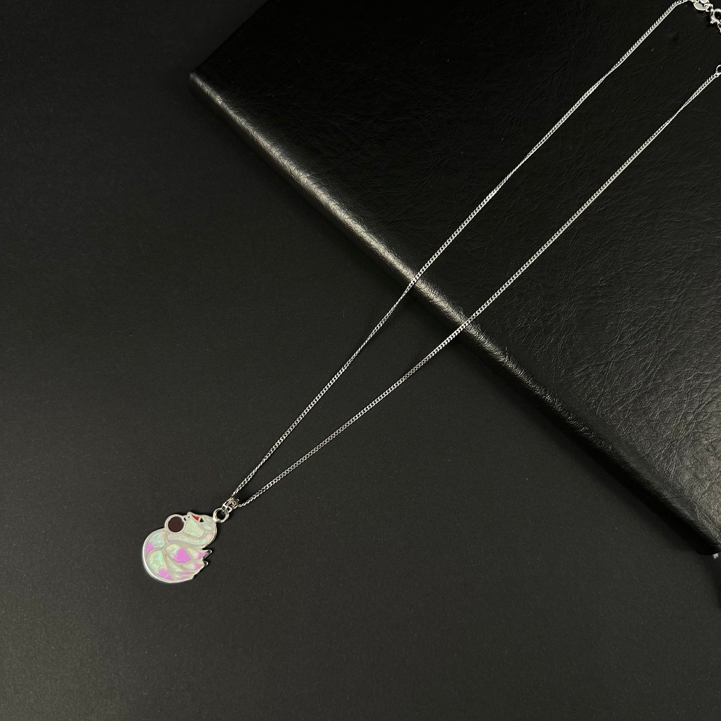 Silver White & Pink Swan Pendant for Women