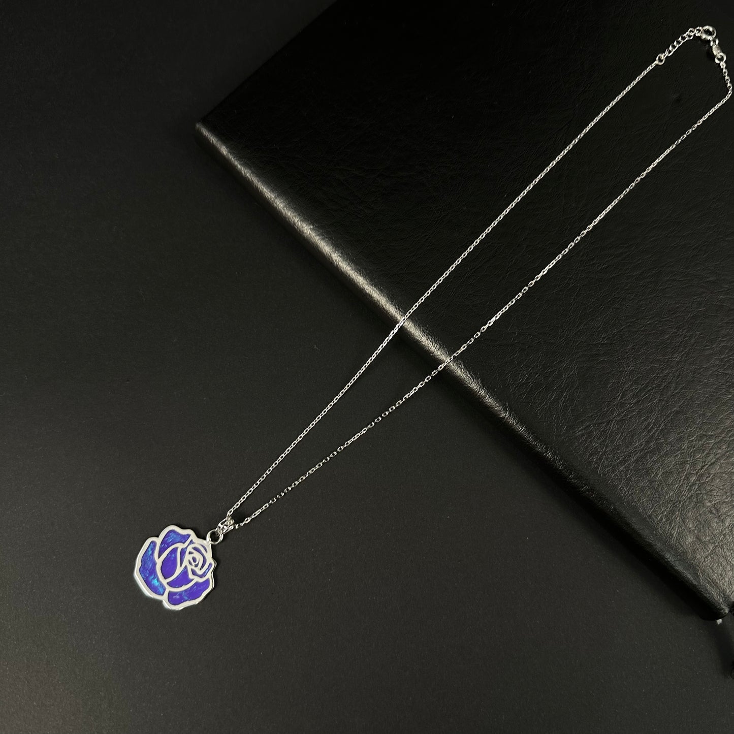 Silver Purple Rose Blossom Pendant for Women