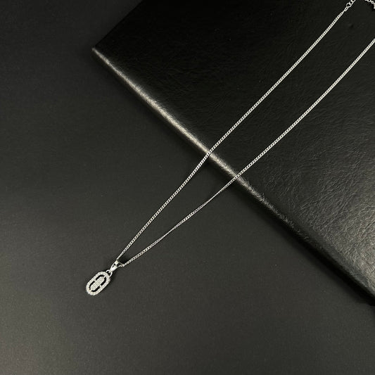 Silver Diamond Link Pendant for Women