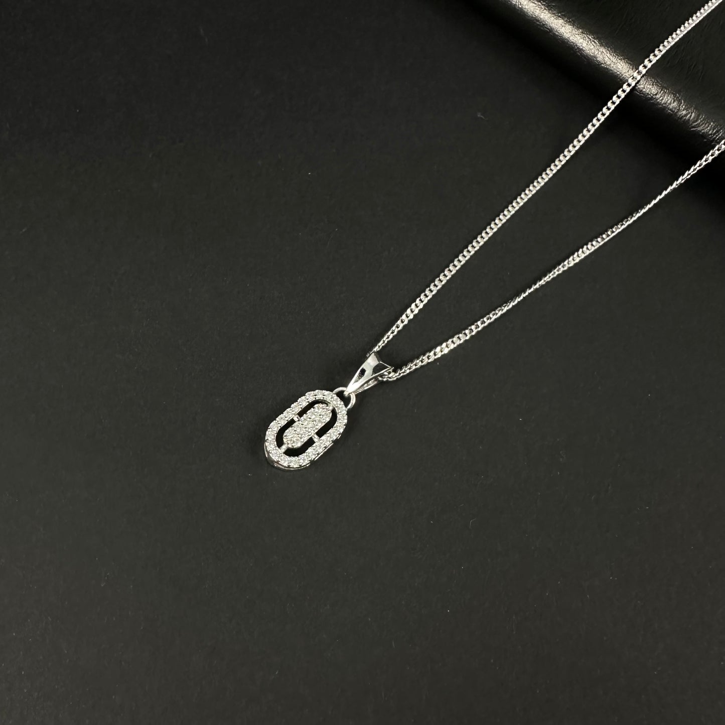 Silver Diamond Link Pendant for Women
