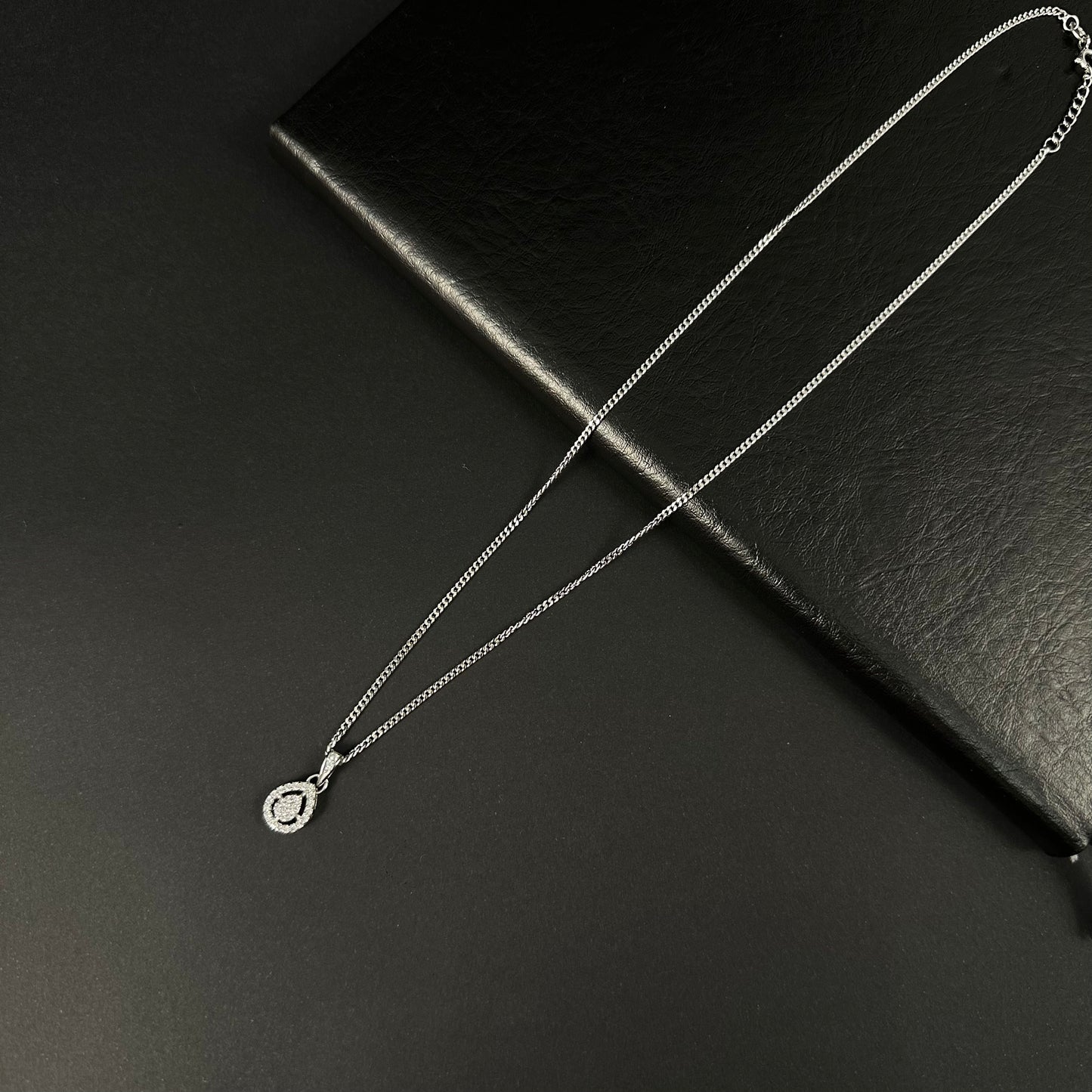 Silver Diamond Teardrop Pendant for Women