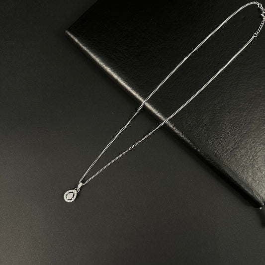 Silver Diamond Teardrop Pendant for Women