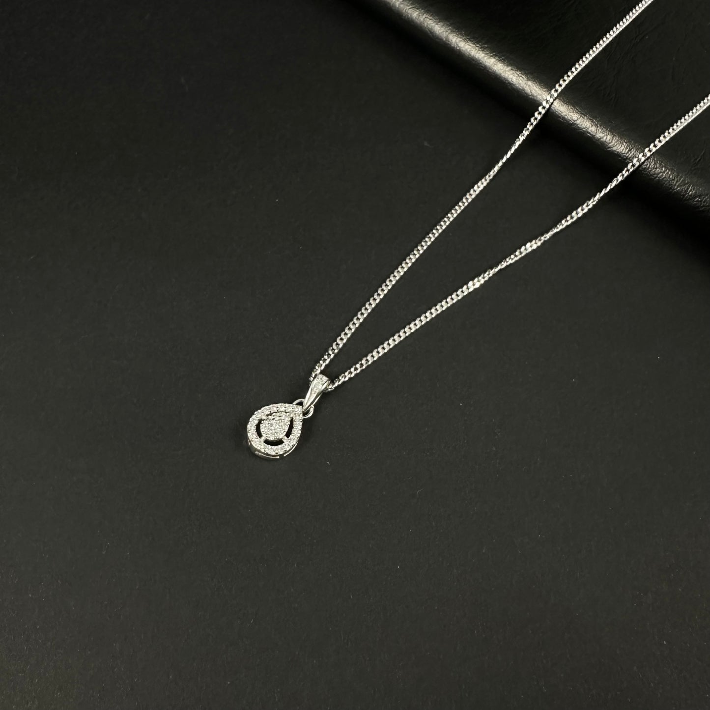 Silver Diamond Teardrop Pendant for Women