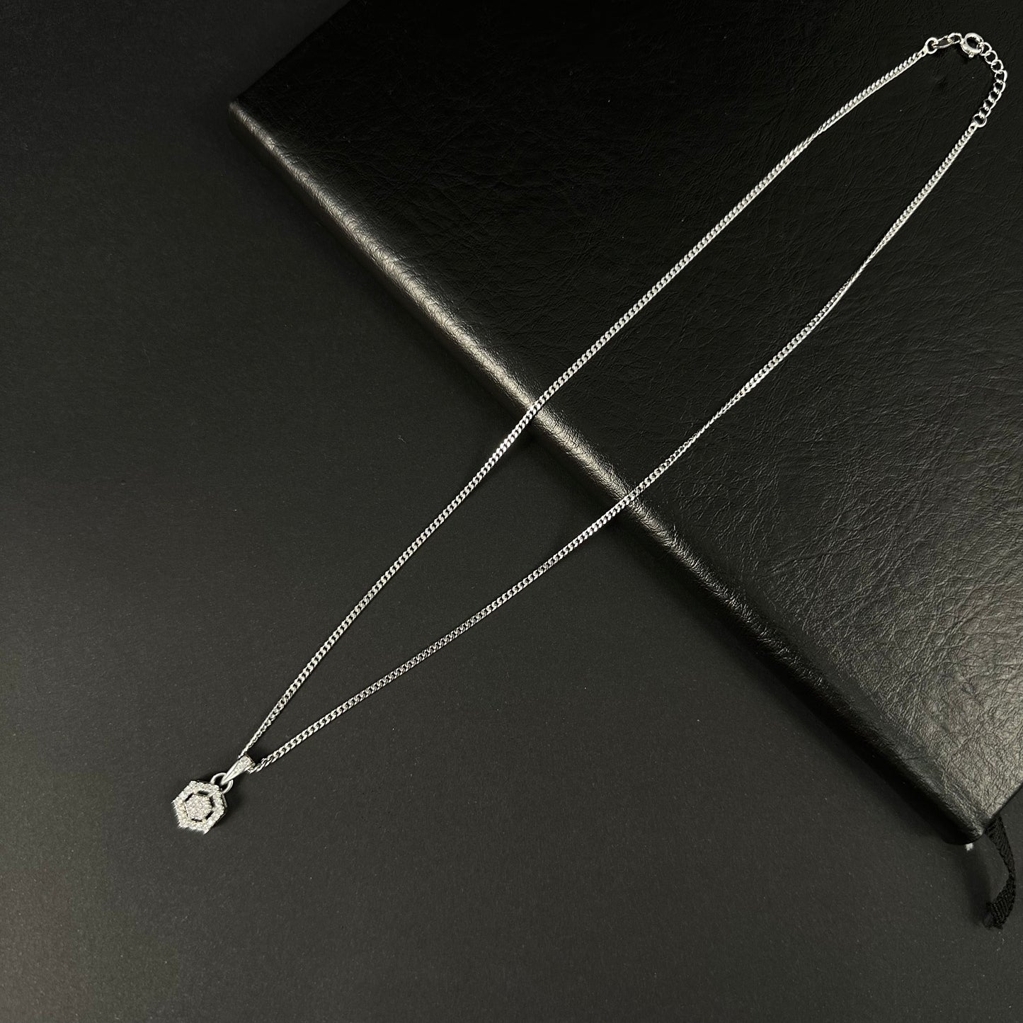 Silver Diamond Geometric Hexagon Pendant for Women
