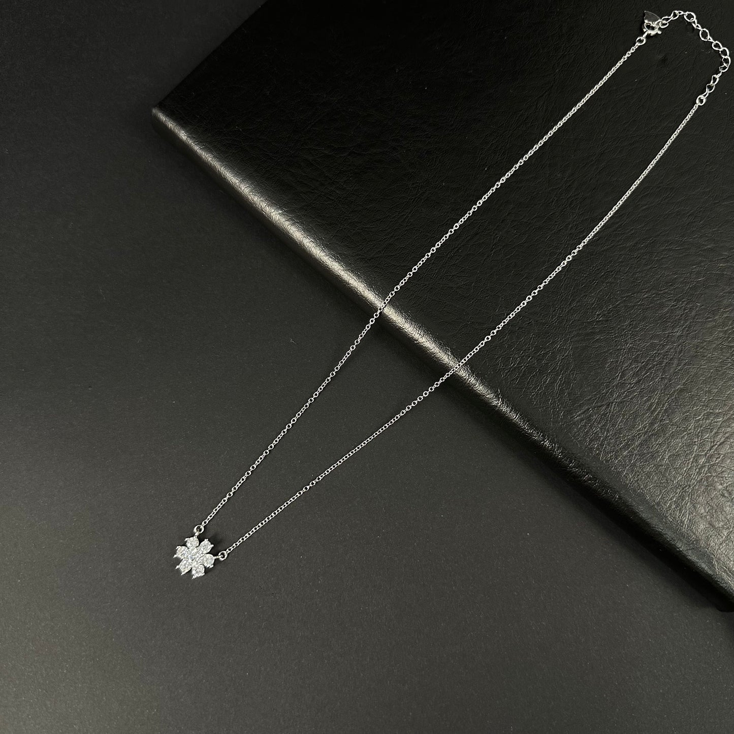 Silver Diamond Floral Snowflake Pendant for Women