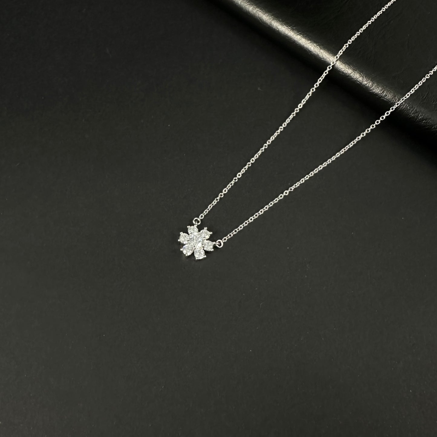 Silver Diamond Floral Snowflake Pendant for Women