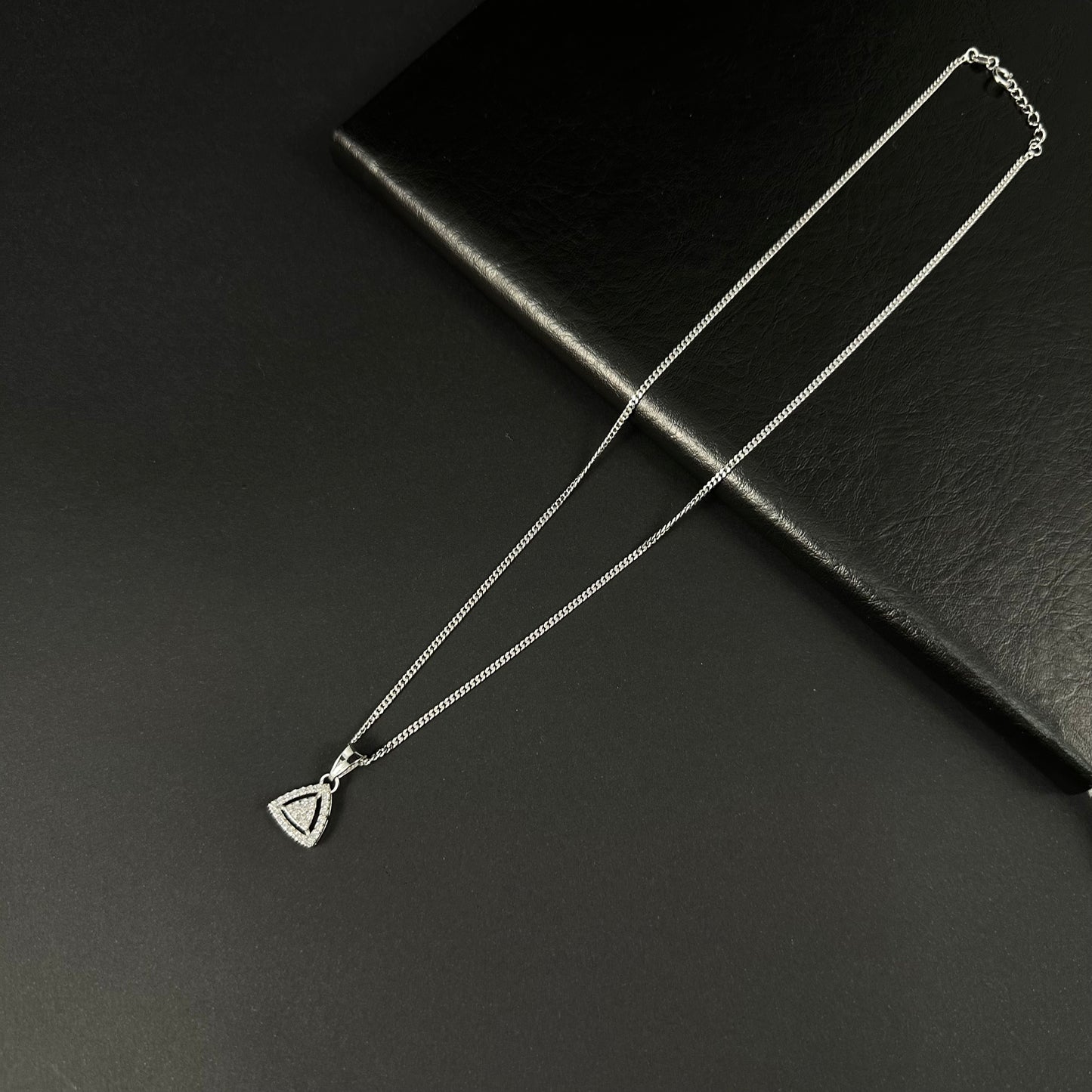 Silver Diamond Triangle Geometric Pendant for Women