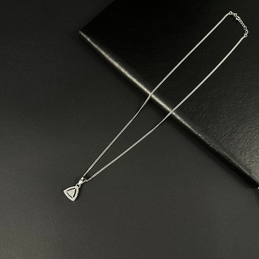 Silver Diamond Triangle Geometric Pendant for Women
