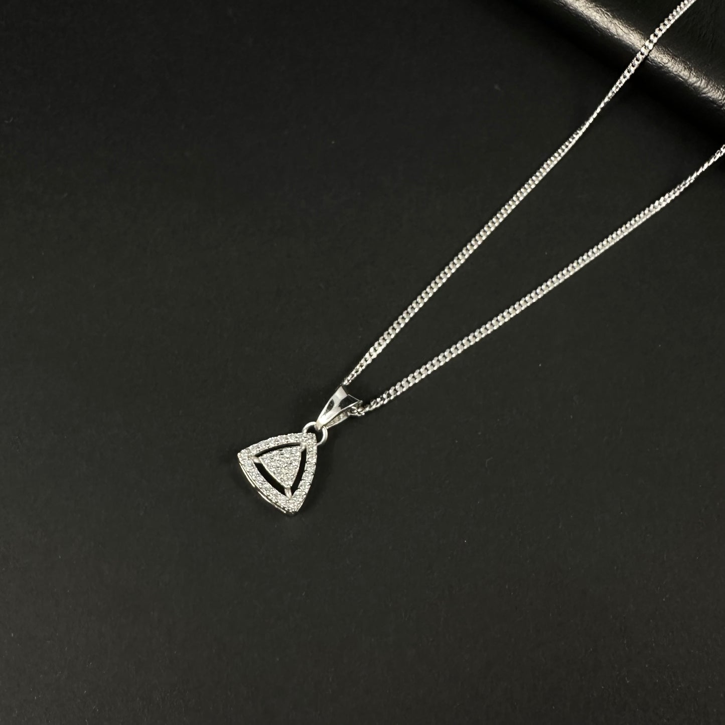 Silver Diamond Triangle Geometric Pendant for Women