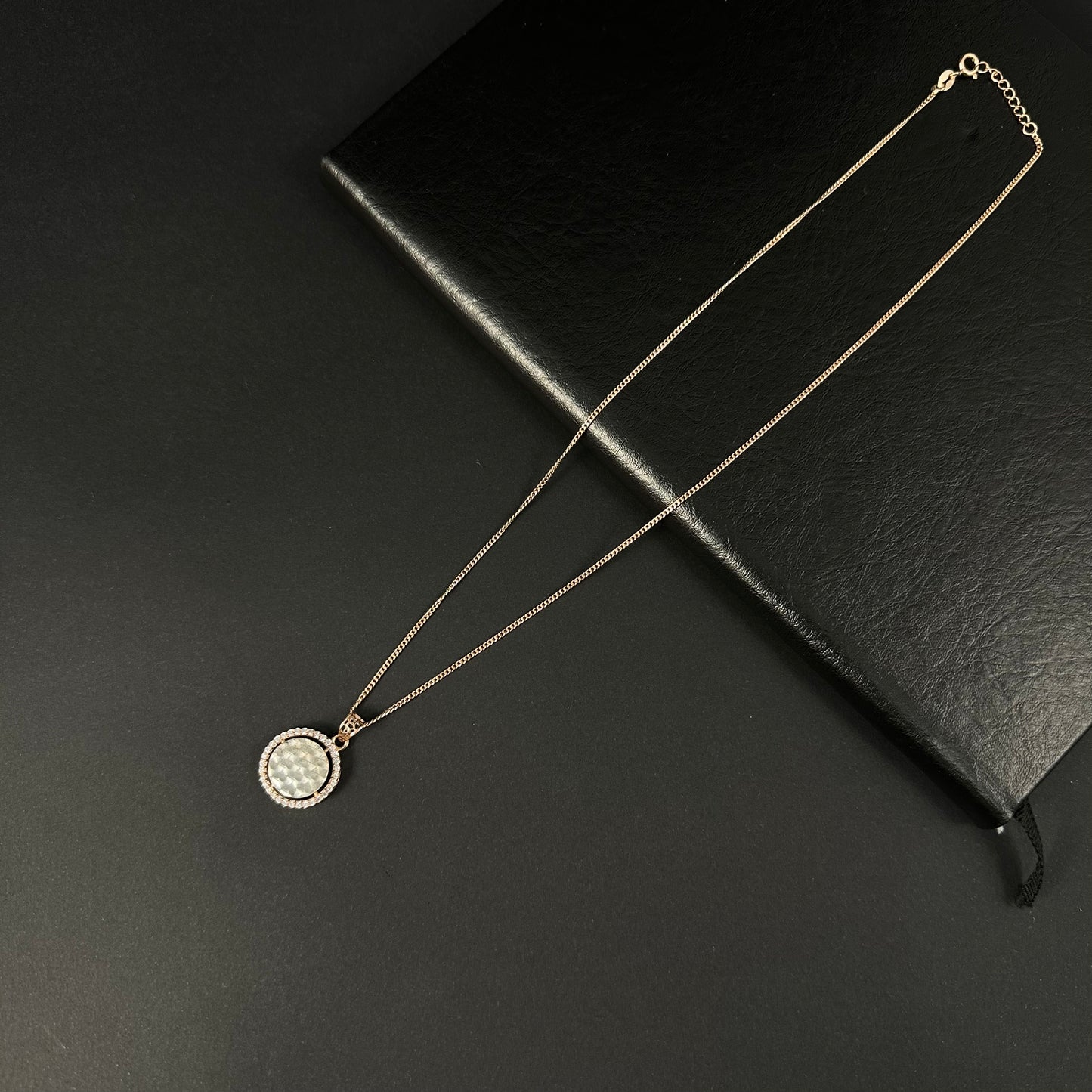 Silver Rose Gold Diamond Circle Pendant for Women