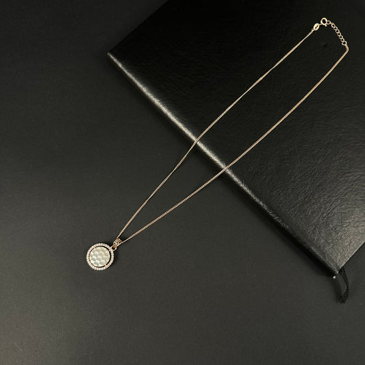 Silver Rose Gold Diamond Circle Pendant for Women