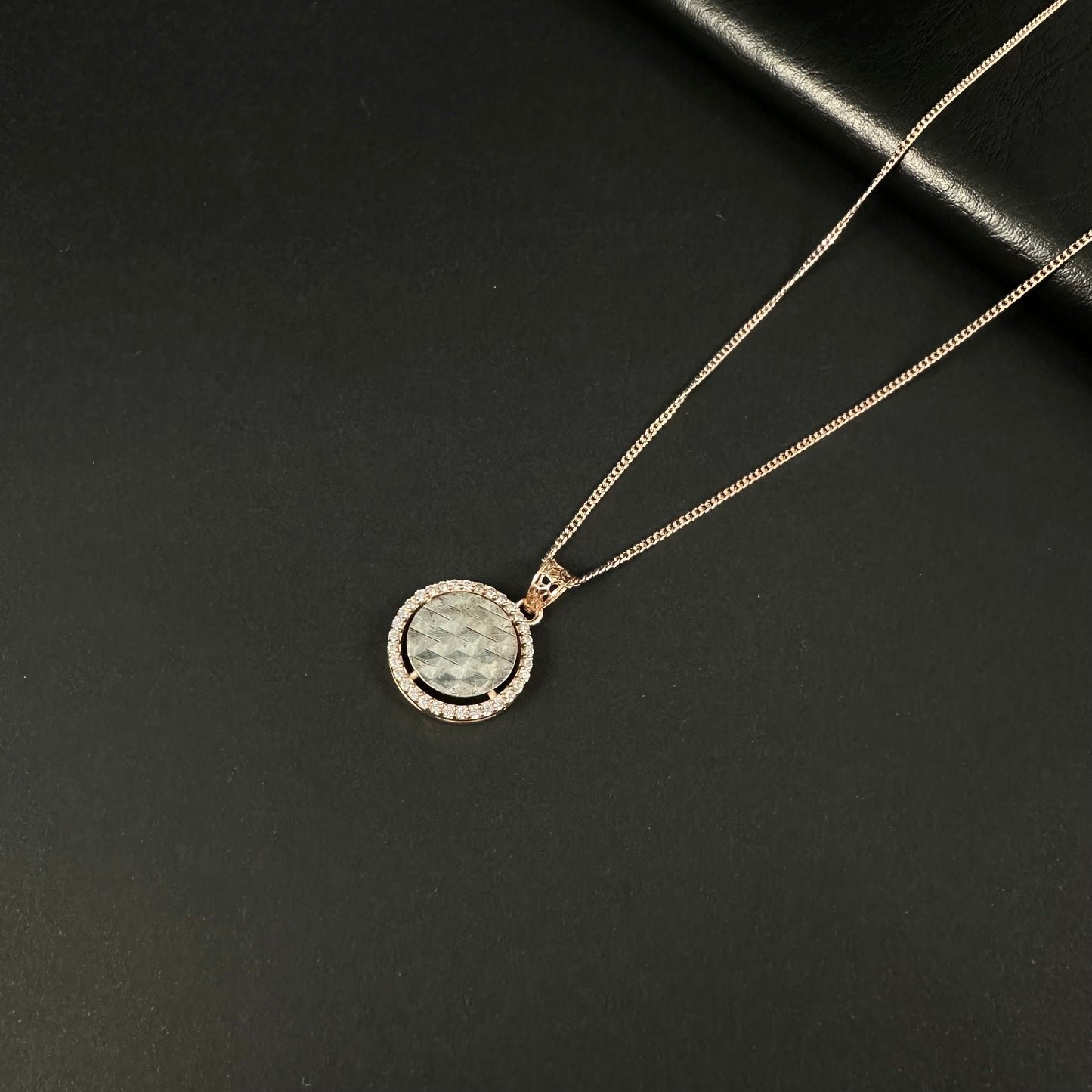 Silver Rose Gold Diamond Circle Pendant for Women