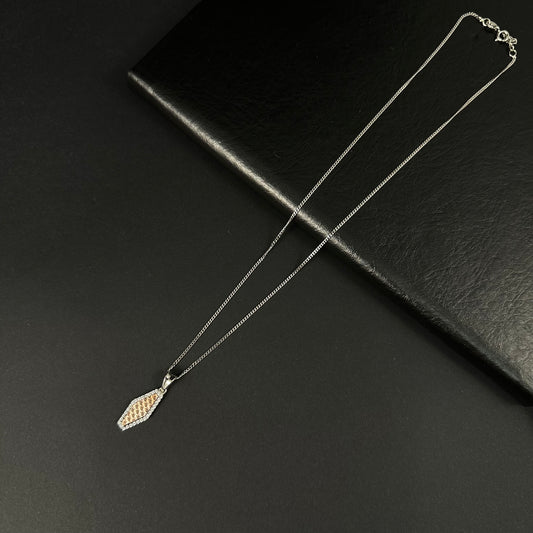 Silver Rose Gold Diamond Marquise Pendant for Women
