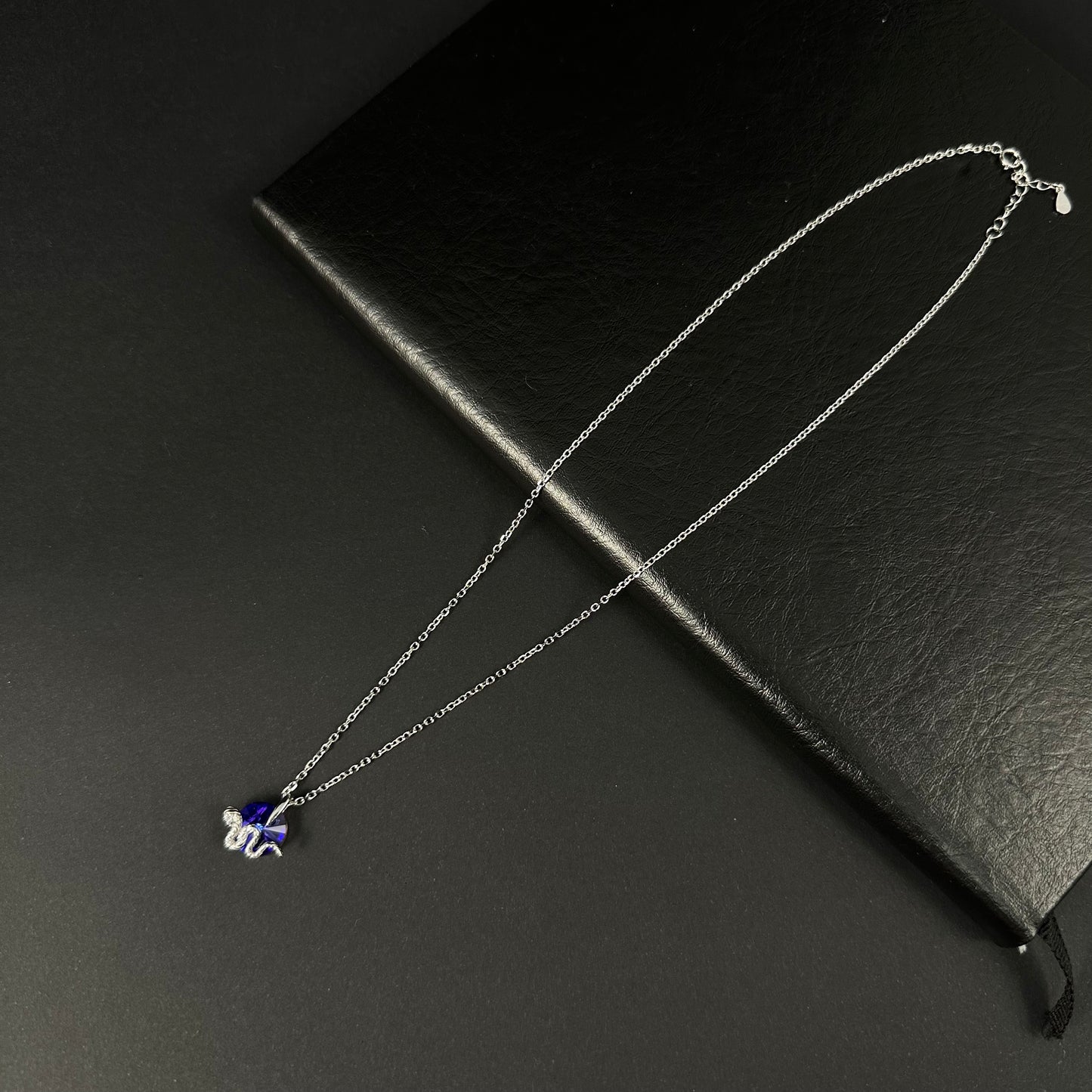 Silver Blue Diamond Snake Pendant for Women