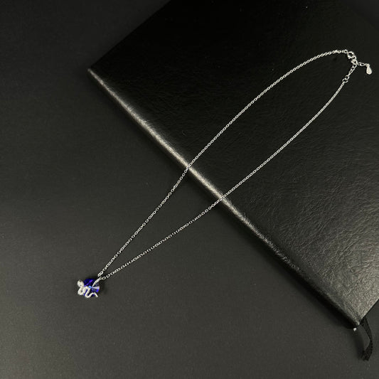 Silver Blue Diamond Snake Pendant for Women