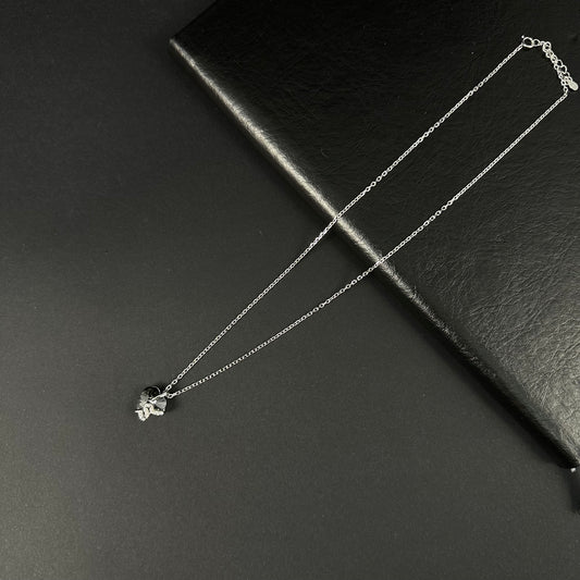Silver Black Diamond Swan Pendant for Women