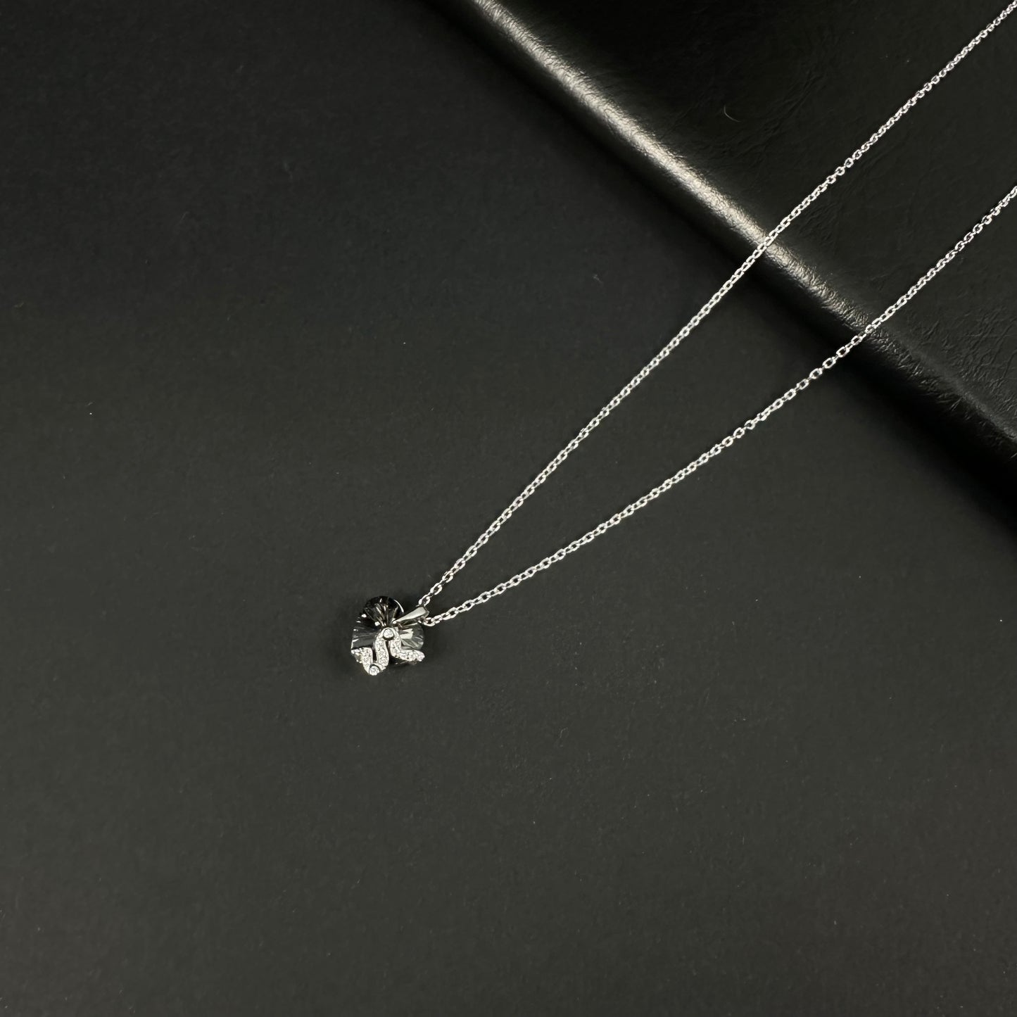 Silver Black Diamond Swan Pendant for Women