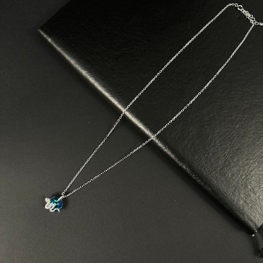 Silver Blue-Green Crystal Snake Diamond Pendant for Women