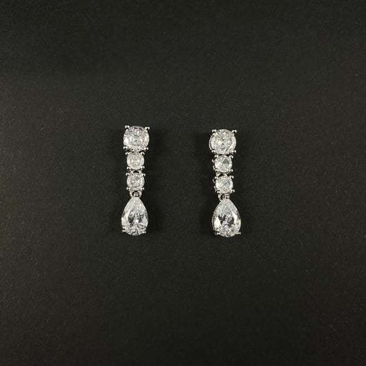 Elegant Silver Diamond Drop Earrings for Women