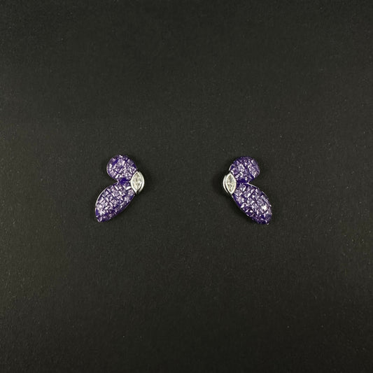 Silver Purple Diamond Designer Stud Earrings for Women