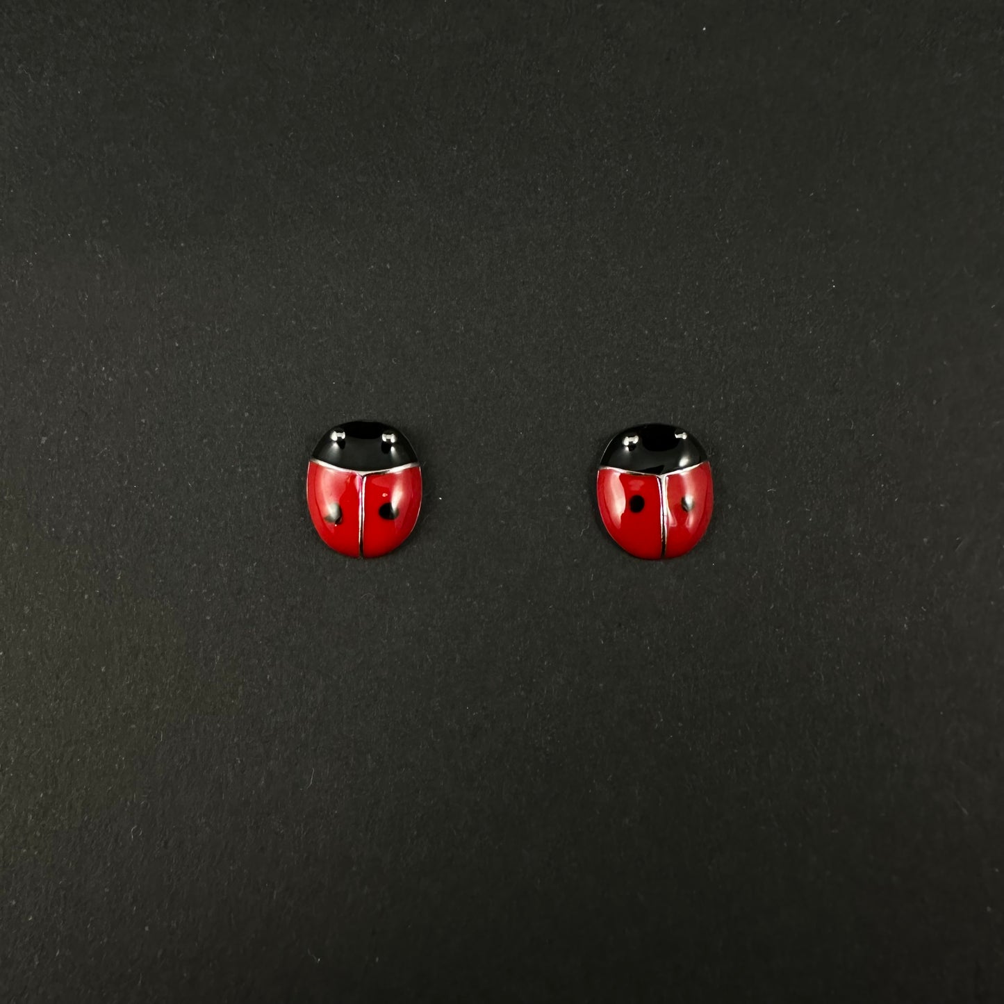 Silver Ladybug Stud Earrings for Women