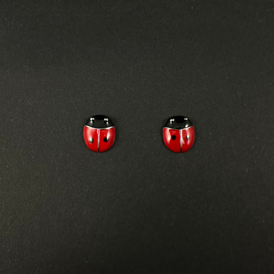 Silver Ladybug Stud Earrings for Women