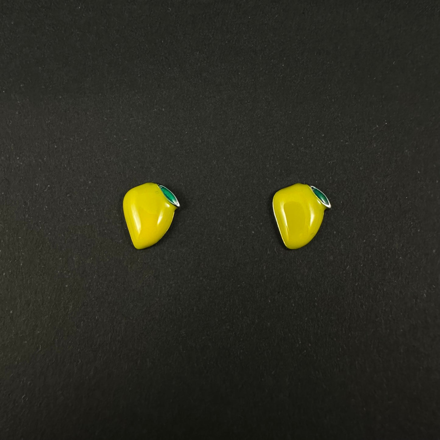 Silver Yellow Lemon Stud Earrings for Women