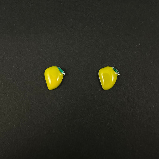 Silver Yellow Lemon Stud Earrings for Women