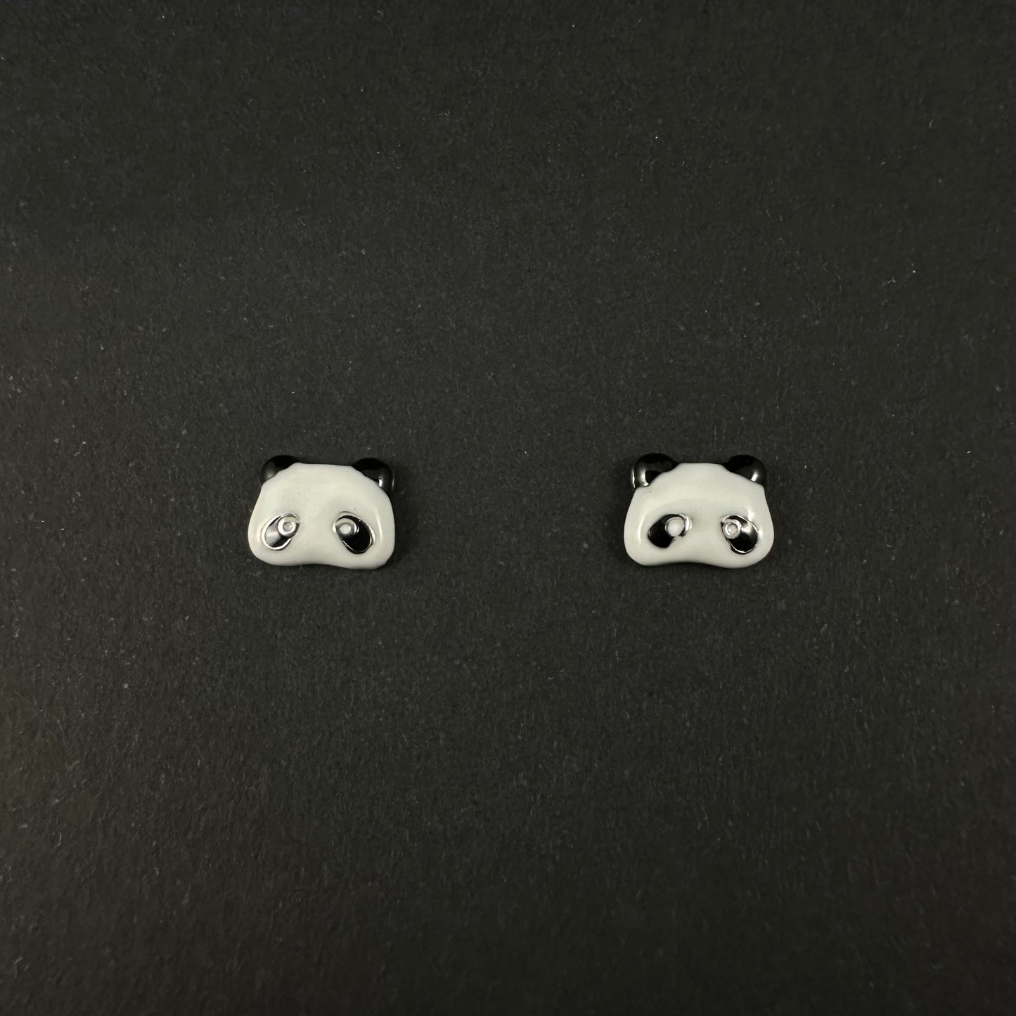 Silver Panda Face Stud Earrings for Women