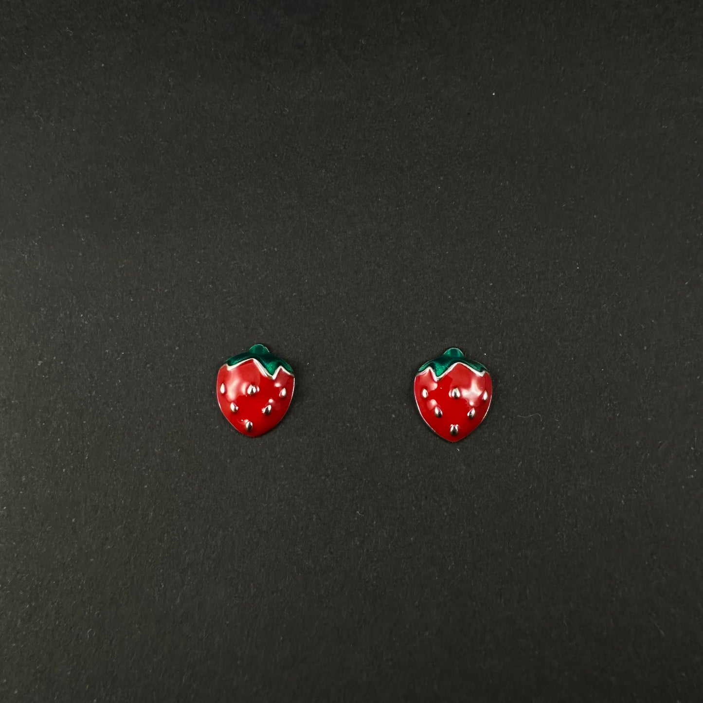 Silver Strawberry Stud Earrings for Women