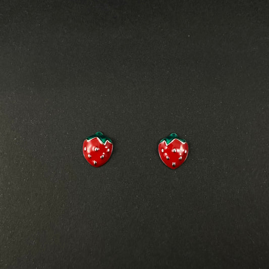 Silver Strawberry Stud Earrings for Women