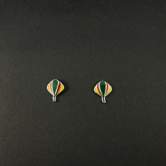Silver Hot Air Balloon Stud Earrings for Women