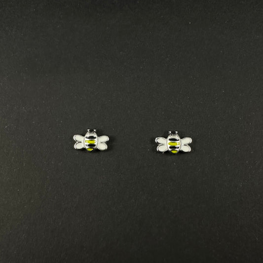 Silver Cute Bee Stud Earrings for Women