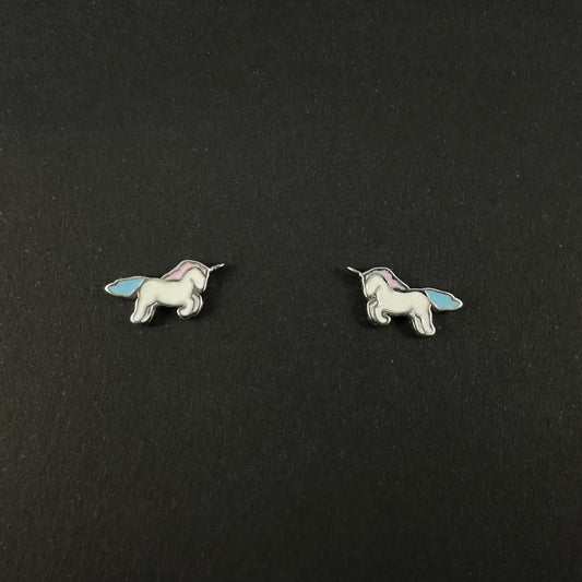 Silver Unicorn Stud Earrings for Women
