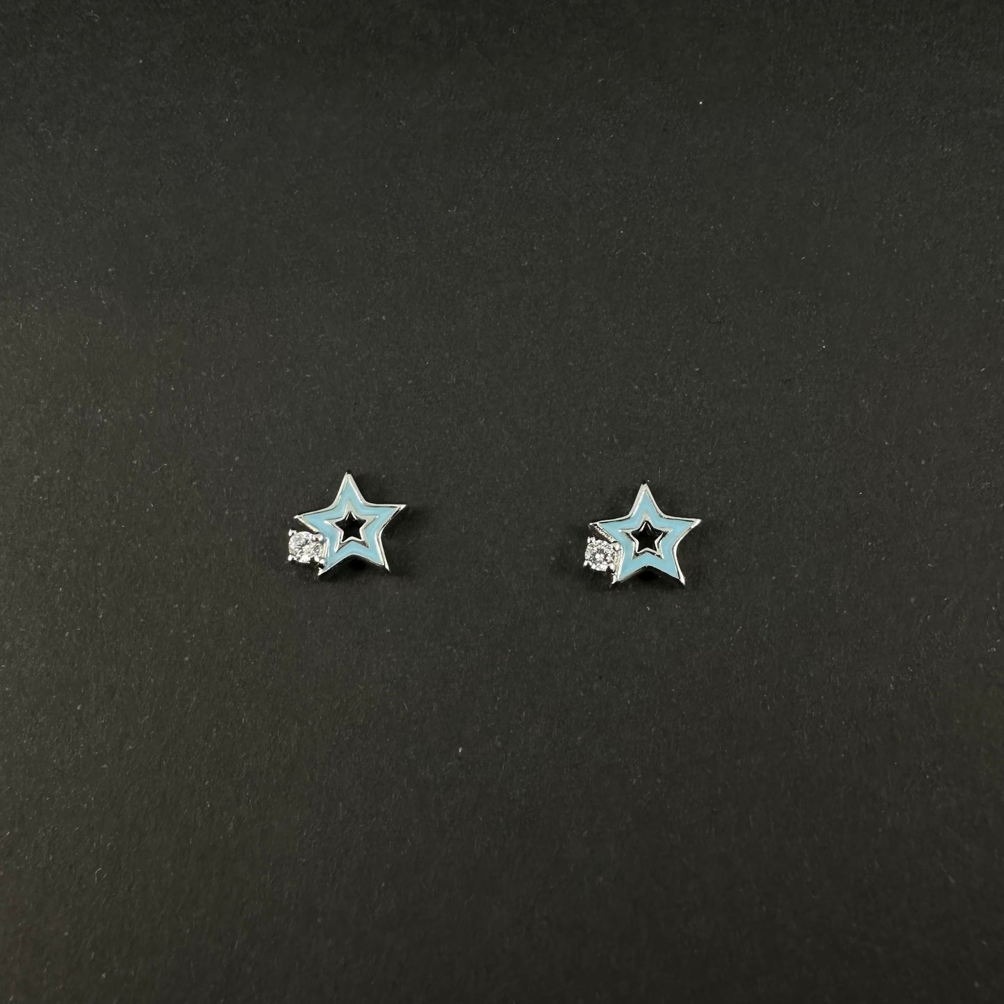 Silver Blue Star Stud Earrings for Women