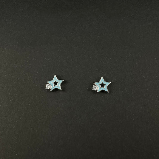 Silver Blue Star Stud Earrings for Women