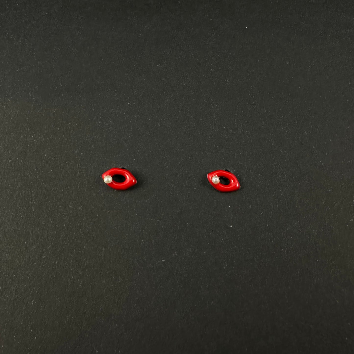 Silver Red Evil Eye Stud Earrings for Women