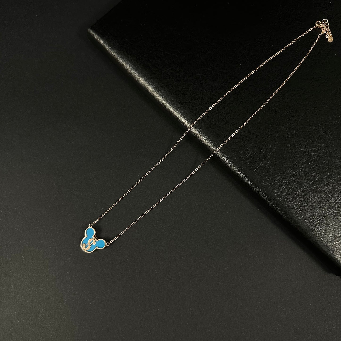 Azure Mouse Charm Silver Pendant Necklace for Women